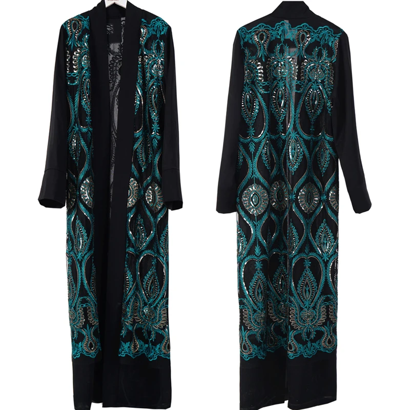 Открытый Дубай Abaya кимоно с блестками мусульманский хиджаб платье Турция Абая