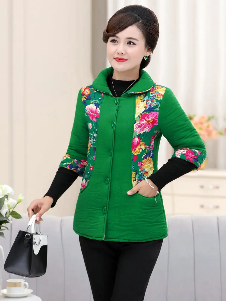 Green Quilted Vest Этнический узор пуховые Жилеты для женщин Восточный Половина рукава стеганый жилет женский красный черный зеленый Цветочный Мягкий жилет осень 4XL - Цвет: Green Quilted Vest