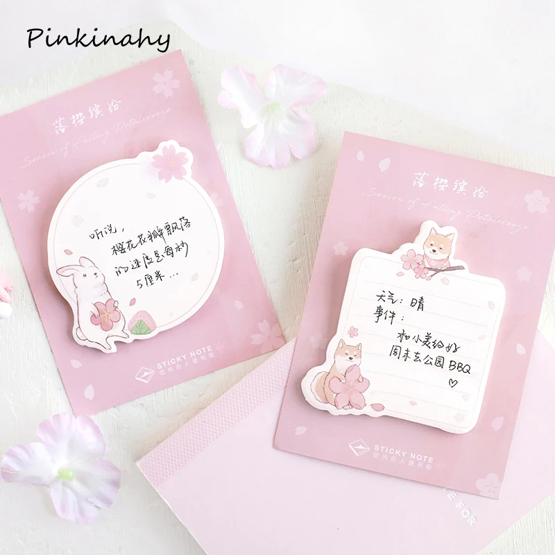 Cherry Blossom Шиба планировщик наклейки липкий блокнот для заметок Kawaii Канцелярские