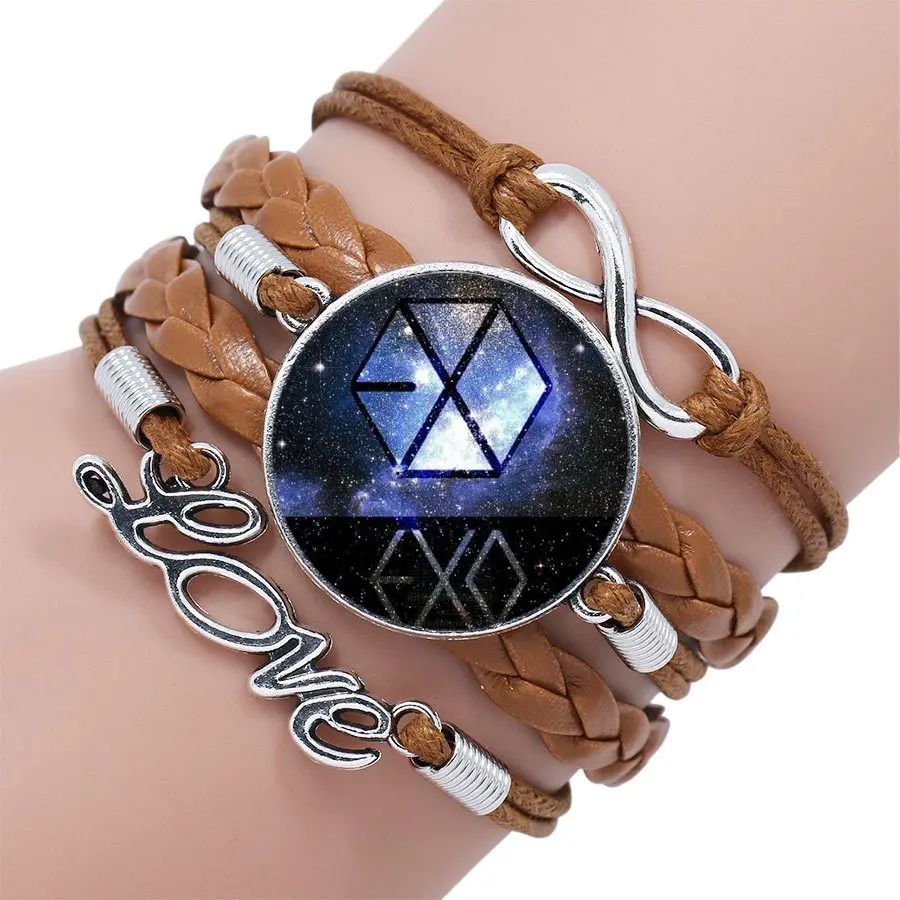 Модные ювелирные изделия многослойный черный/коричневый кожаный браслет