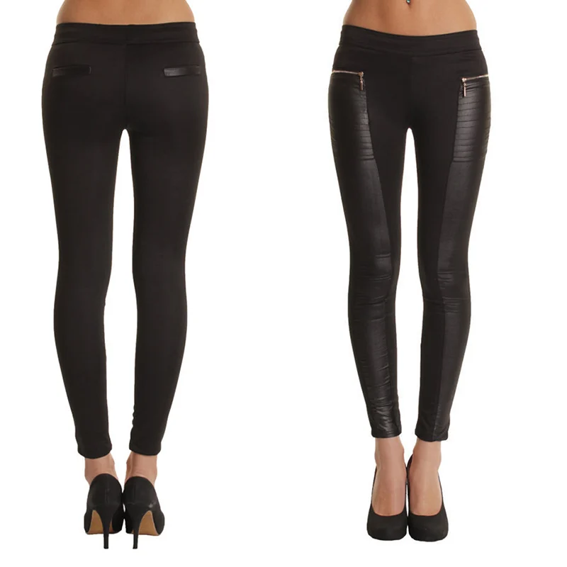 Женские леггинсы из ПУ кожи с заниженной талией|leather leggings|leather leggings womenpu leather |
