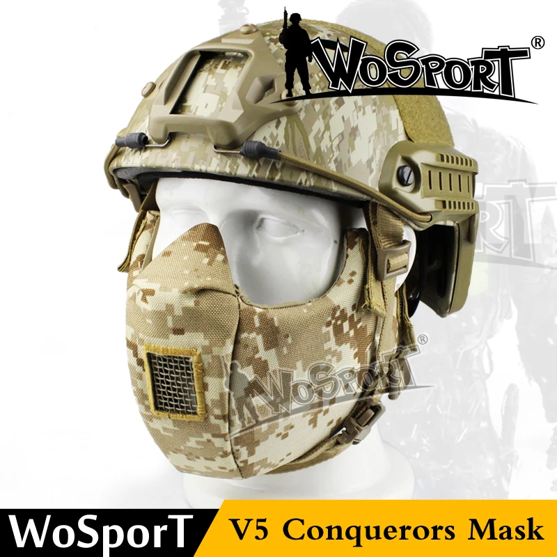 WoSporT Sinairsoft Военная Тактическая V5 модульная 1000D Cordura Защита рта полумаска для лица