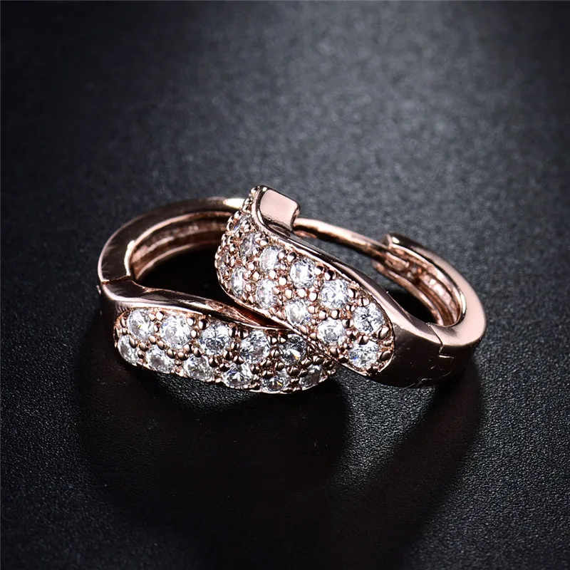 Женские свадебные серьги-кольца BUDONG CZ серьги белого/розового золота с