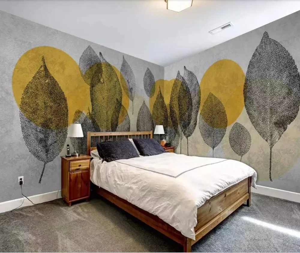 6 метров большой золотой лист вены современный дом изготовленный на заказ фон для