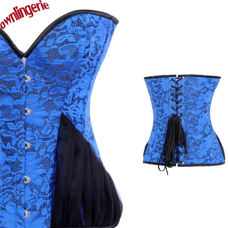 Бесплатная доставка корсеты синий сексуальный женский корсет бюстье топы нижнее