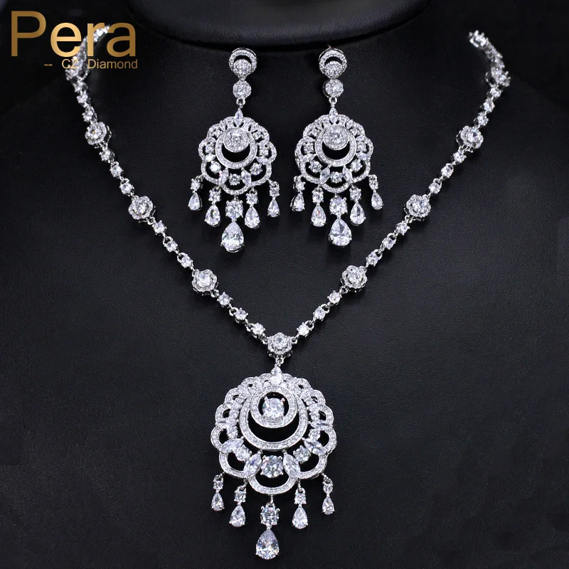 Pera роскошный Nobel дизайн большие висячие Висячие Подвески ожерелье и серьги