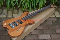 Новый 6 струн fretless электрический бас гитара в натуральном Бесплатная доставка BJ