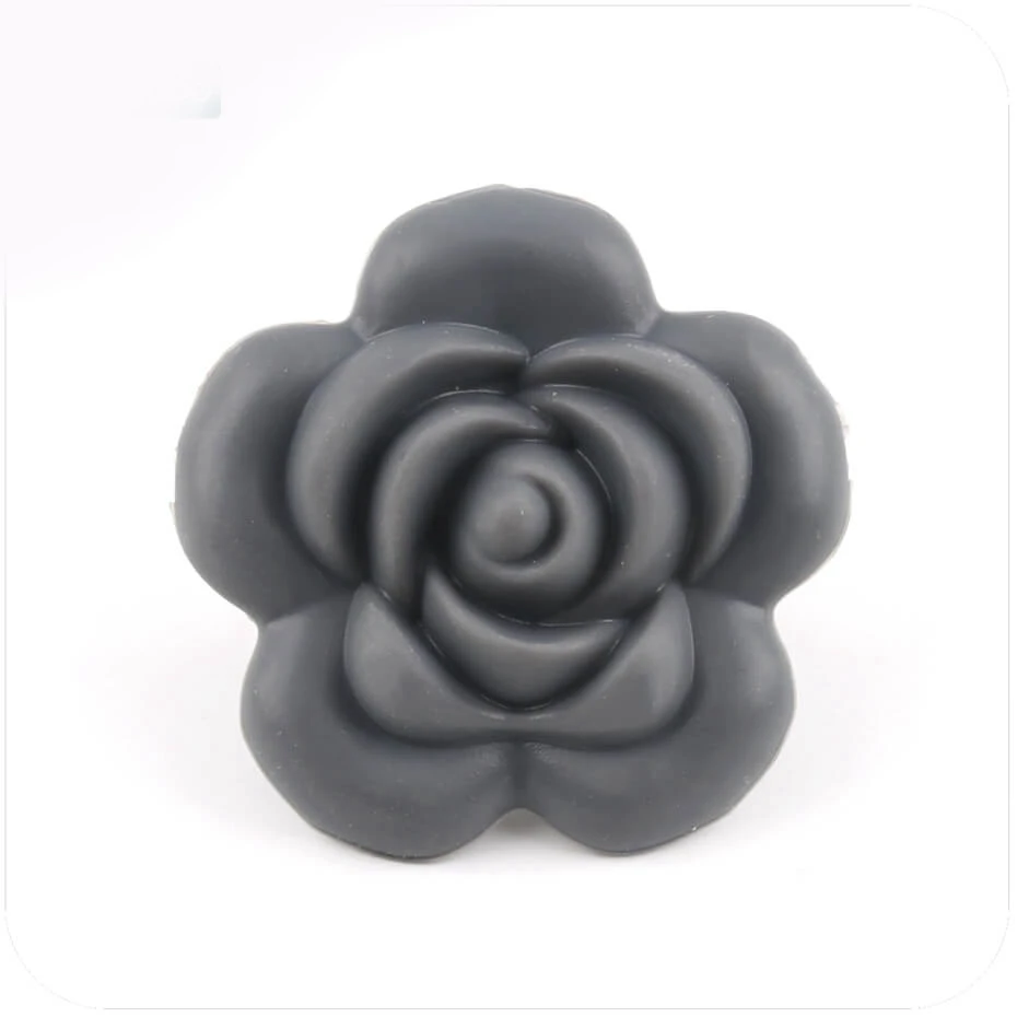 gray rose CHEWELRY/Детские аксессуары, 3 шт., без БФА, силиконовый Прорезыватель для зубов, розовый бисер, цветок, пищевая прорезыватель, сделай сам, ремесла, сенсорная игрушка для прорезывания зубов - Цвет: gray rose