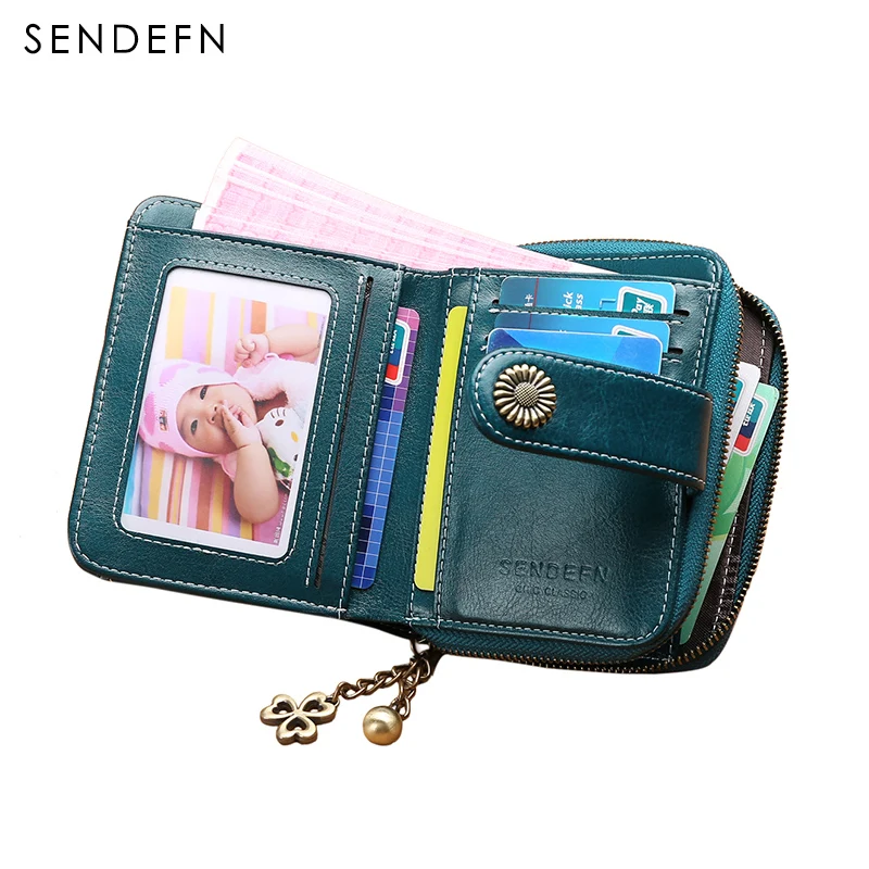 SENDEFN элегантный кошелек из спилка Женский винтажный короткий дизайнерский