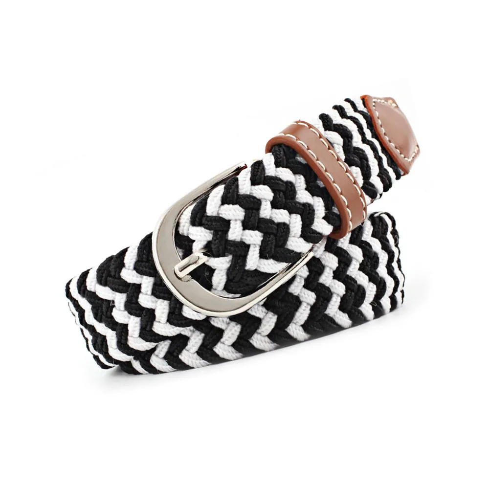 Женский эластичный пояс регулируемый декоративный холст с пряжкой плетеный