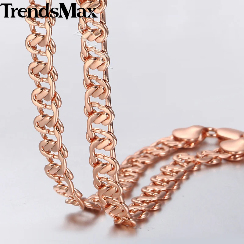 Trendsmax 7 5 мм Ожерелье s для женщин и мужчин 585 розовое золото Улитка Цепочка бордюра