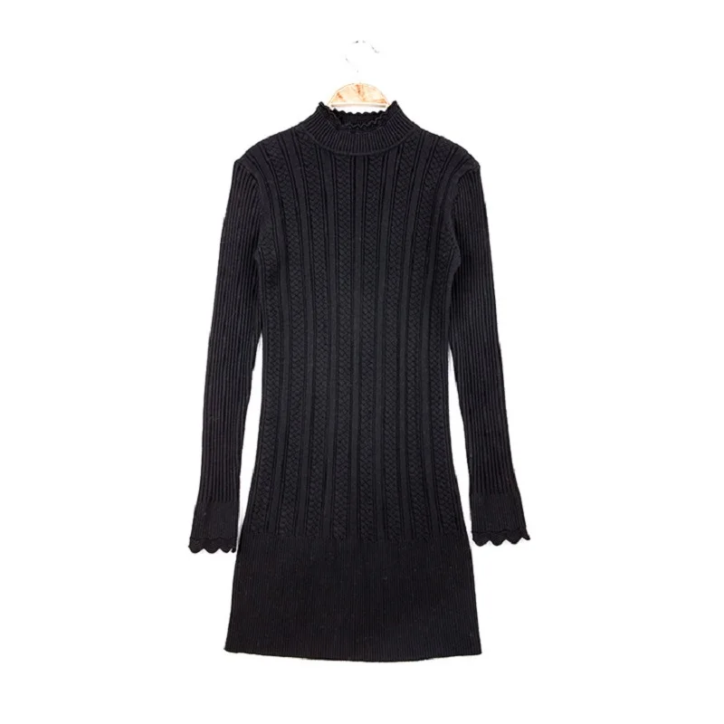 Autum/Winter Women Long Sweater Sleeve Turtleneck Bodycon Pullovers Vestidos Knitting White Pink | Женская одежда