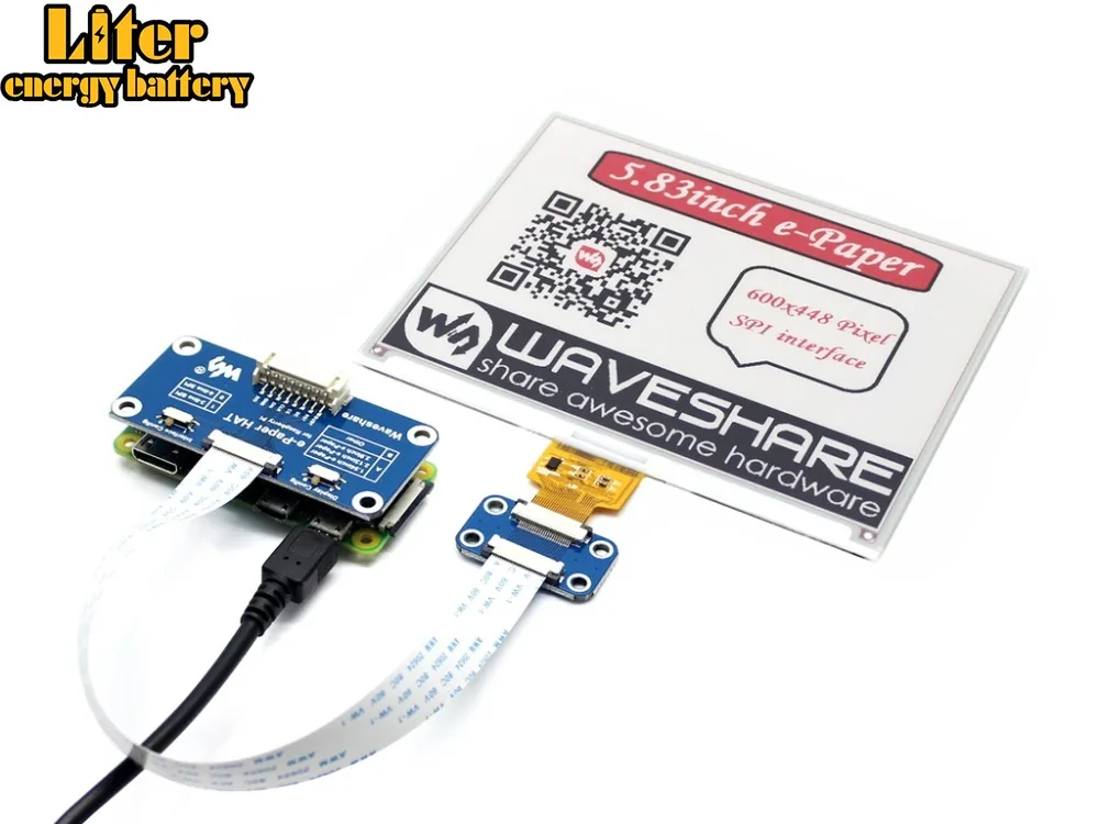 Waveshare 600x448 5 83 дюймов E Ink дисплей шляпа для Raspberry Pi красный/черный/белый три цвета SPI