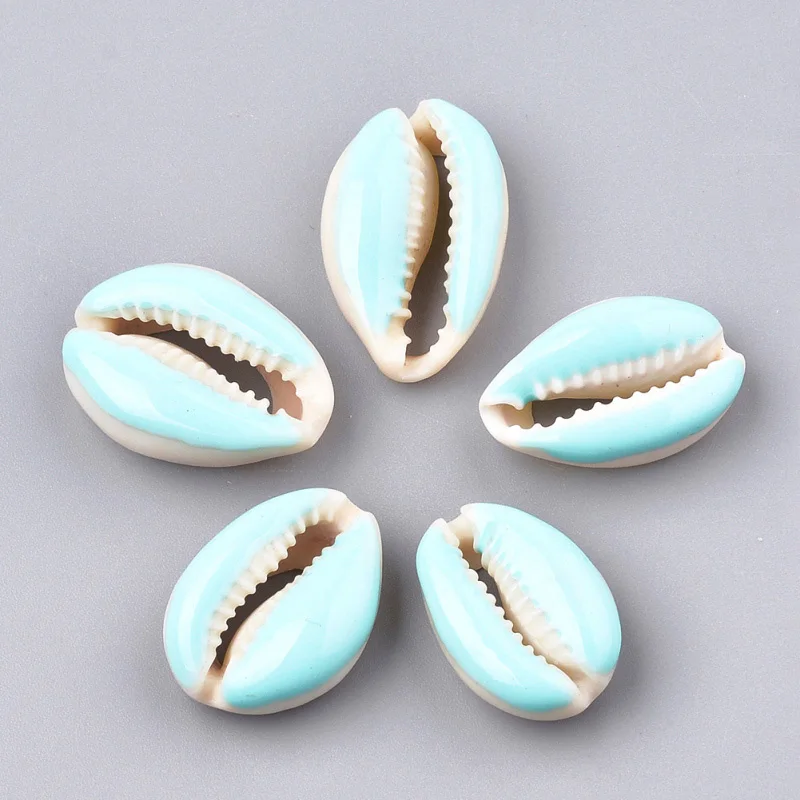 PaleTurquoise 100 шт Бусины в виде раковины каури с эмалью без отверстий/без отверстий смешанные цвета для DIY ювелирных аксессуаров изготовление ожерелья браслеты - Цвет: PaleTurquoise