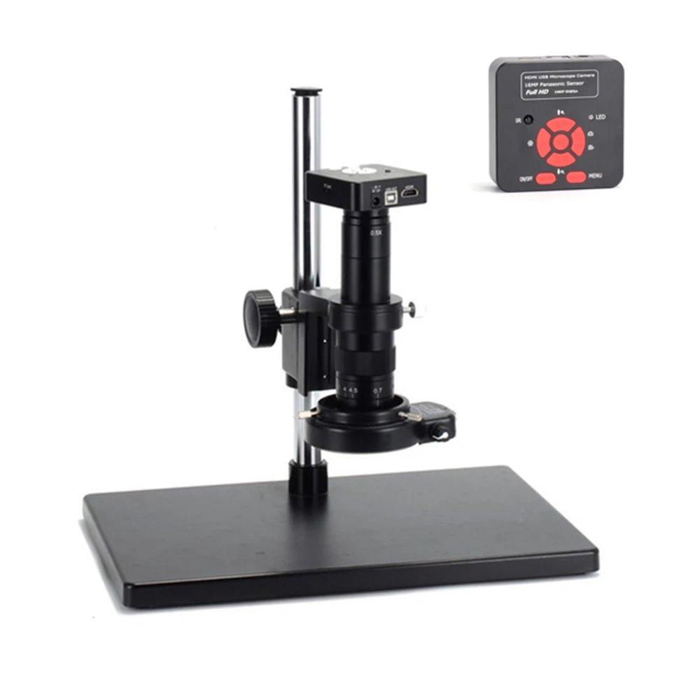 

16MP HDMI HD usb digital Industry Video Microscope Camera Set+Big Boom Stereo Table Stand +180X C-mount lens+ 144 LED Light