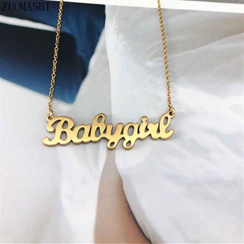 Ожерелье для девочек персонализированные Babygirl Подвеска для девочек персональная буква Подвеска из нержавеющей стали подарок на день рождения для девушки ювелирные изделия