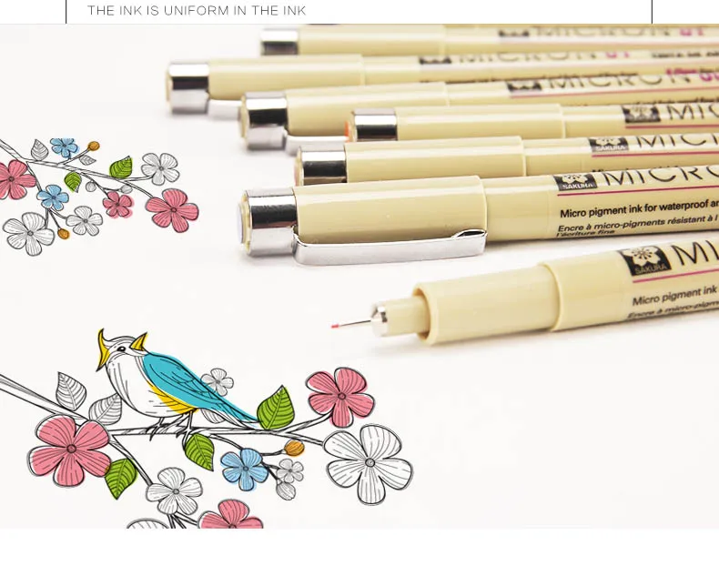 9 разных цветов Pigma Micron 05 0,45 мм линия для рисования иглы ручка водонепроницаемый эскиз искусство маркер для манги мультфильм Fineliner набор художника