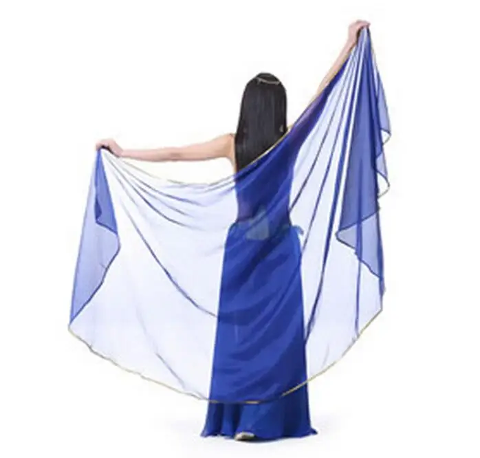 Royal blue Танцевальный шарф для выступлений на сцене, шаль, светильник, текстура, полукруглая вуаль, профессиональная женская шифоновая вуаль для танца живота - Цвет: Royal blue