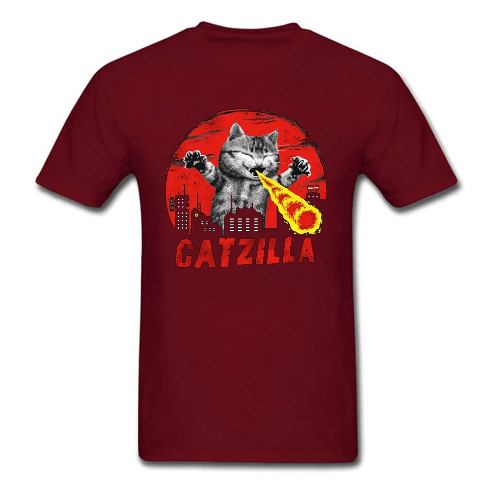 Catzilla Cat Feline пламенный Милая футболка с изображением монстра для мужчин Забавный котенок Neko комикс Новое поступление модные повседневные топы с 3D принтом Футболка