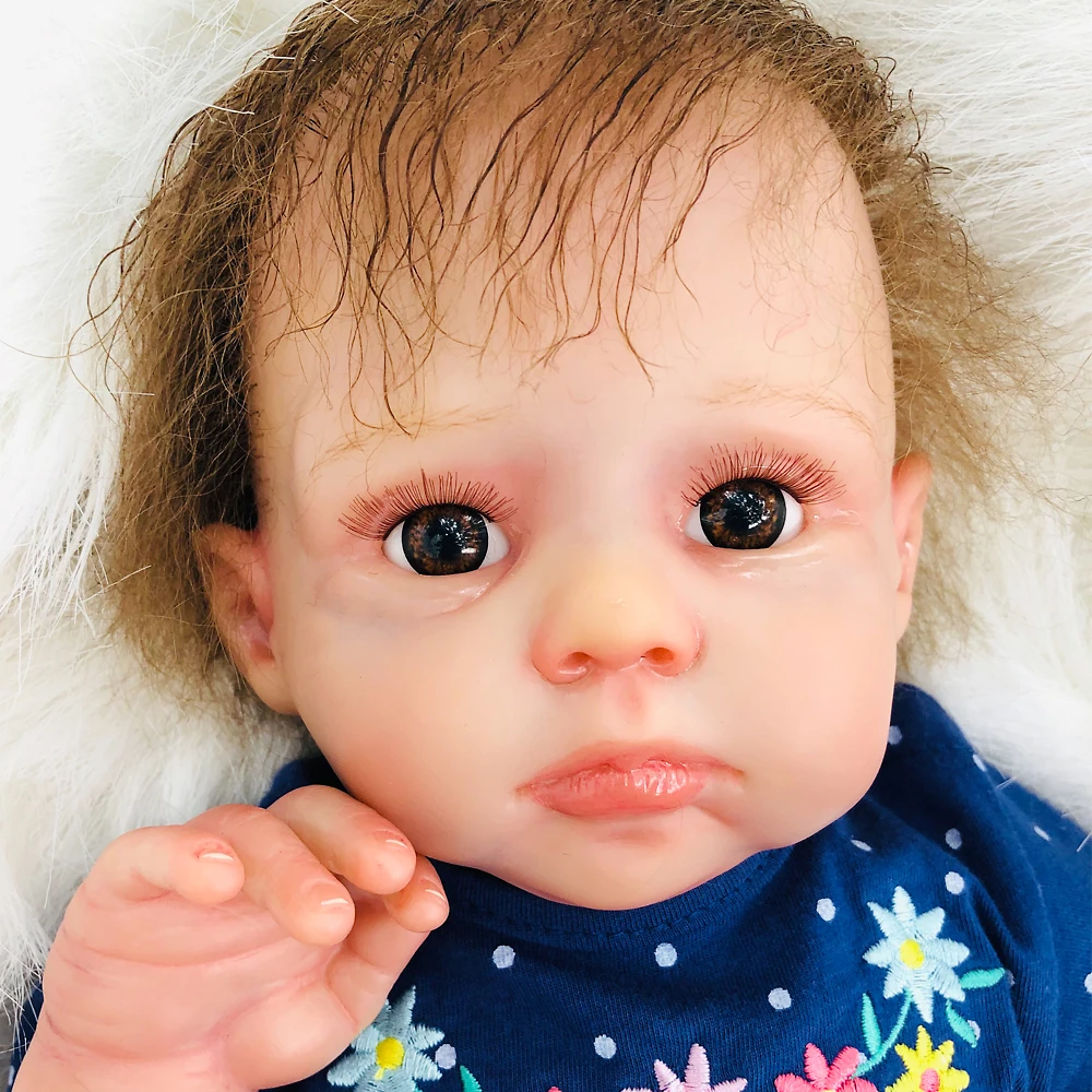 New art 50cm soft Silicone Reborn Baby Doll cloth body Realistic Girl Princess Dolls Kids Birthday Xmas Gift brown eyes | Игрушки и