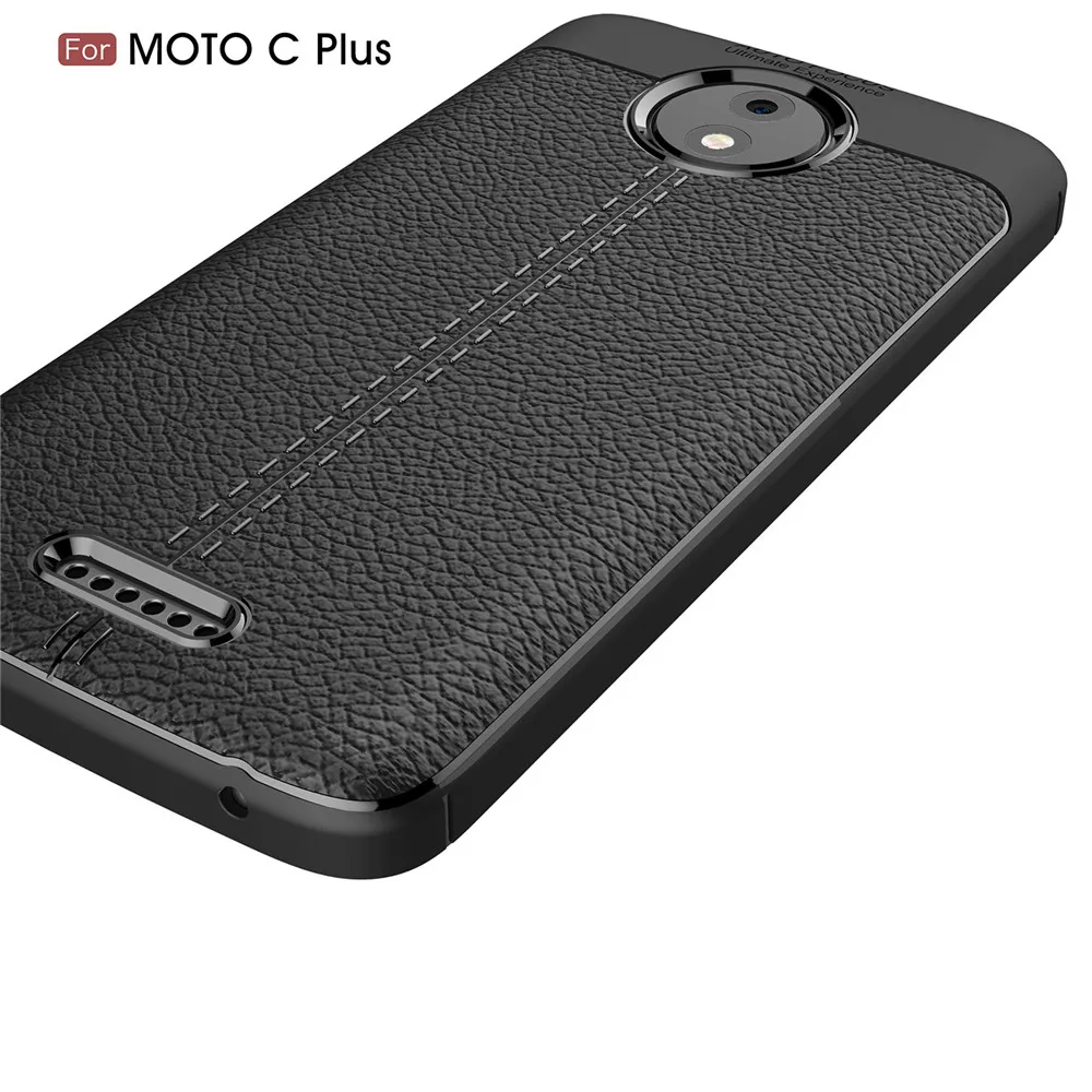 Мягкий матовый чехол с текстурой личи для Motorola Moto C противоударный деловой Plus Fundas