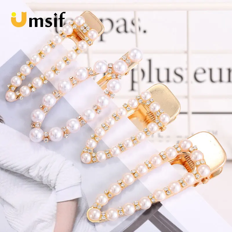 1 Pcs Women Fashion Crystal Elegant Pearl Hair Clip Barrette Korean Hairpin Headdress Accessories Girls | Аксессуары для одежды