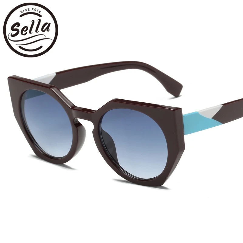 Sella Новинка 2018 года модные женские туфли негабаритных Cateye Солнцезащитные очки