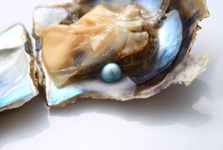 20 шт 6-8 мм Круглый Akoya жемчуг oyster индивидуальная вакуумная упаковка, детский синий цвет AAA класс соленой воды oyster