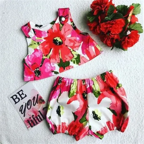 Одежда для новорожденных и маленьких девочек футболка Топы + штаны комплект