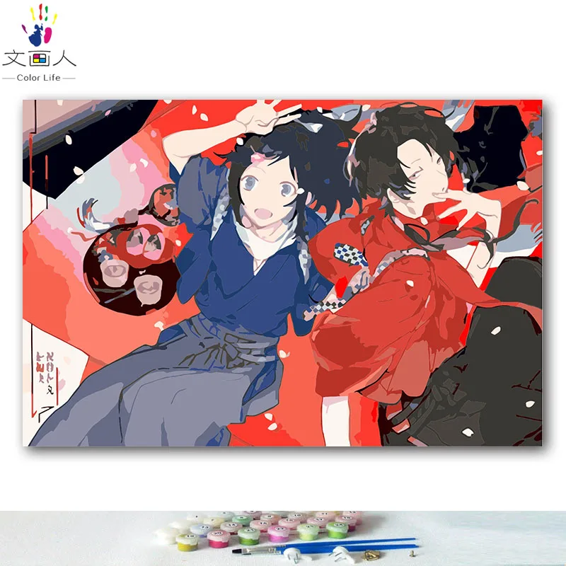 DIY картинки для раскраски по номерам с цветами Touken Ranbu онлайн-игра анимация