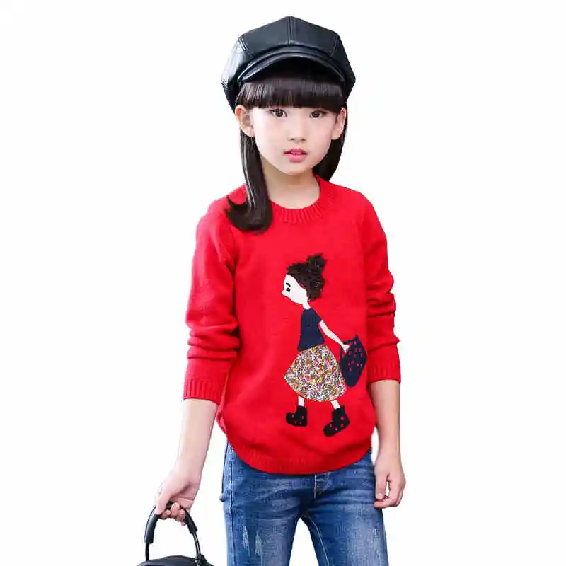 Свитера для девочек детская одежда на осень и зиму 2018 свитера с круглым вырезом