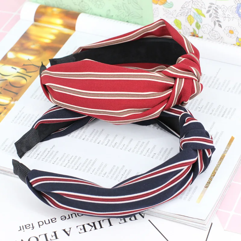 Корейский полосатый перекрестный ободок для волос LOEEL темпераментная модная