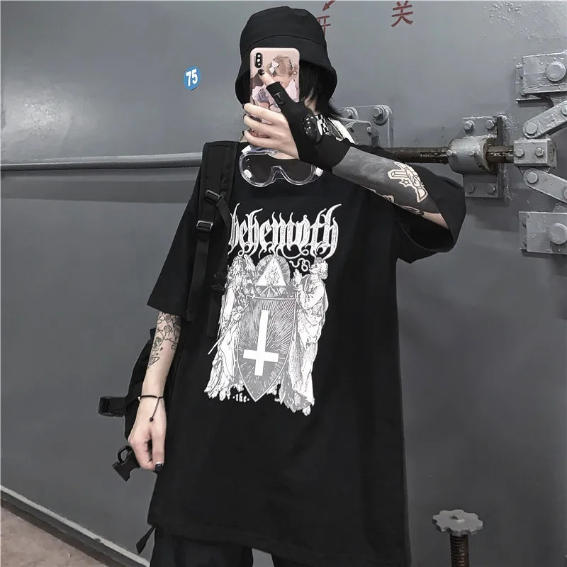 NYOOLO Harajuku, дизайнерская футболка с принтом в виде крестов и букв, летняя уличная одежда, свободная футболка с коротким рукавом, женская и Мужская одежда, Топ