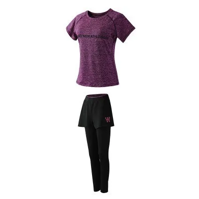 Purple trousers 2pcs 5 шт., женские наборы для тренировок, набор для йоги, одежда для бега, женская одежда из полиэстера, женская одежда для фитнеса, женская спортивная одежда с бюстгальтером - Цвет: Purple trousers 2pcs