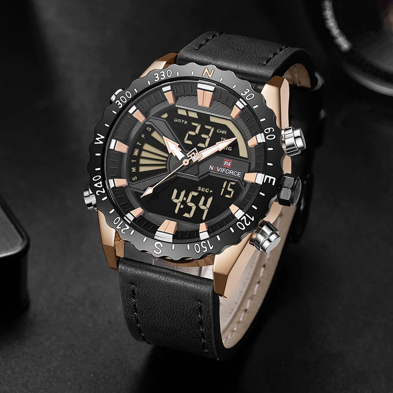 NAVIFORCE новые роскошные спортивные и фирменные мужские часы светодиодный