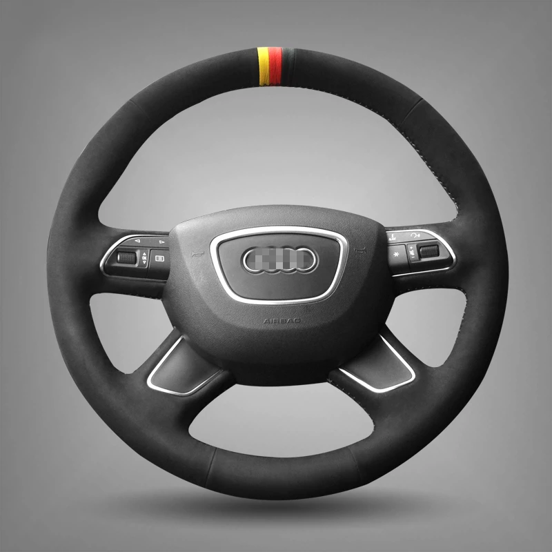 Черный замшевый чехол на руль BANNIS прошитый вручную для Audi A3 (8V) A4 (B8) A8 (D4) Q3 Q5 A6 (C7) Q7 |