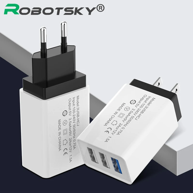 Универсальное зарядное устройство с 3 портами USB для iPhone 6 7 8 Plus X XR XS Max настенное быстрое Xiaomi|Зарядные