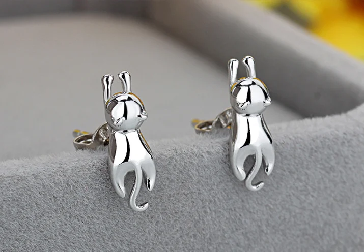 Стерлингового серебра 925 новая модель Оптовые Мода милый кот Серьги Jewelry Лидер продаж Серьги для Для женщин