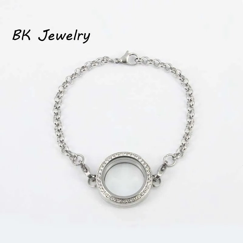 

2pcs New Fashion 316 Stainless Steel 25mm Silver Twist Face Floating Living Locket Bracelet For Women Jewelry