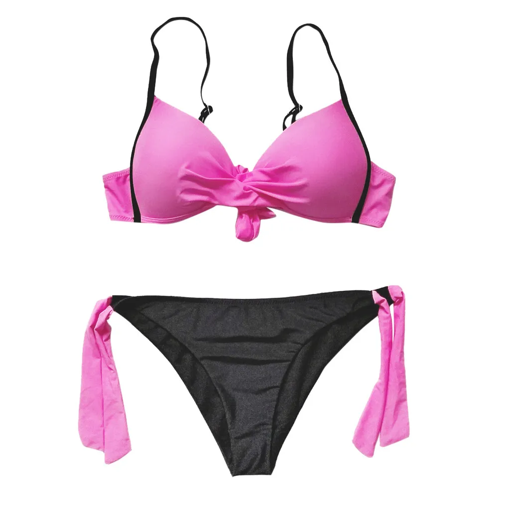 HOIT PINK Женский купальник, бикини, бандаж, купальный костюм, купальник с низкой талией, танкини, пляжный купальник, Летние Боди, бикини, женские стринги, бикини - Цвет: HOIT PINK