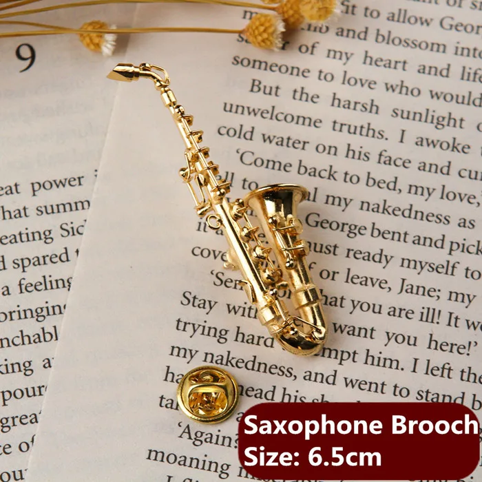 Saxophone Brooch Саксофон Форма Французский Рог брошь труба брошь с Чехол музыкальный инструмент Рождественская брошь в подарок на день рождения - Цвет: Saxophone Brooch