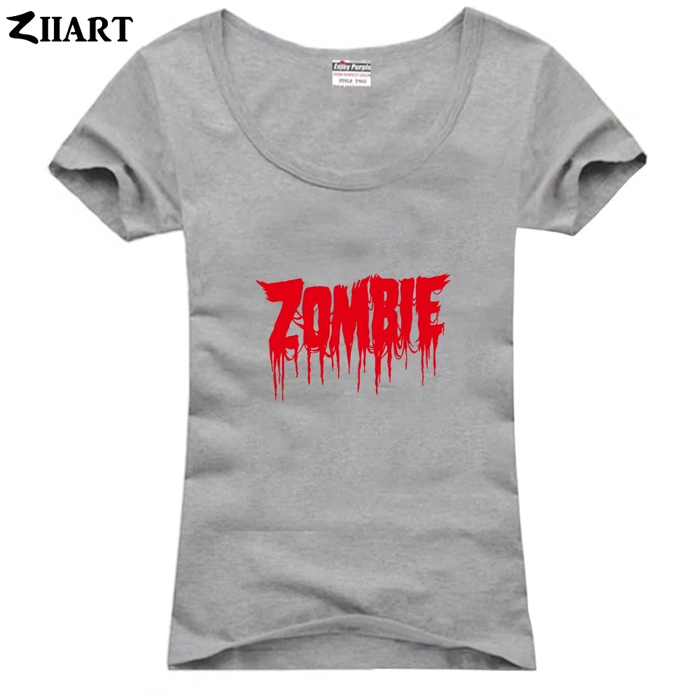 Одежда для пары с надписью bloody zombie Женская хлопковая футболка короткими рукавами