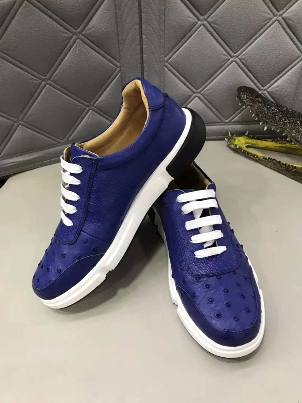 100% Genuine real Ostrich skin leather men fashion shoe with cow lining soild quality base 2019 new style shoes | Обувь