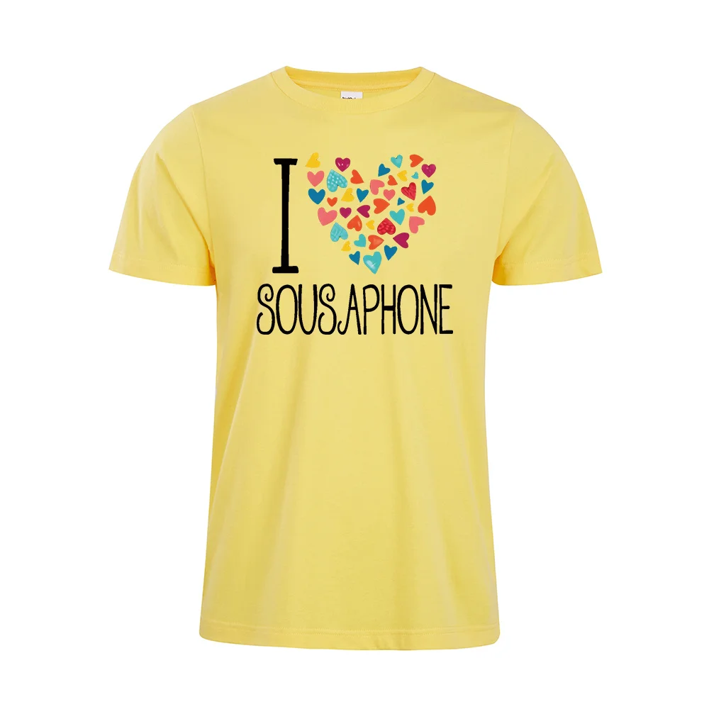 Fashion I love Sousaphone colorful hearts Tshirt Unisex tshirt Instrument Shirt Music Cotton TopTees | Мужская одежда