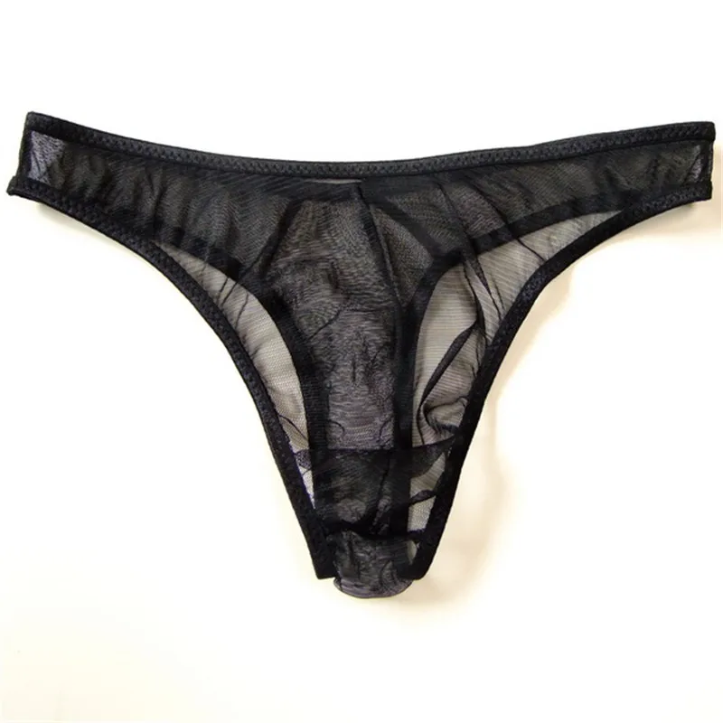 Mens Sexy Transparent Bikini Thongs Swim G-strings Bottoms Low Waist Male Breathable Mesh Panties Tanga T Back Beachwear Sunbath