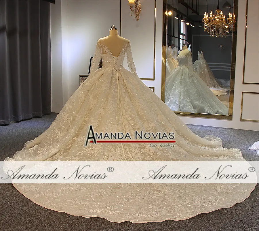 Robe de soiree courte бальное платье с длинными рукавами блестящее Свадебное Платье Аманда новиас настоящая работа