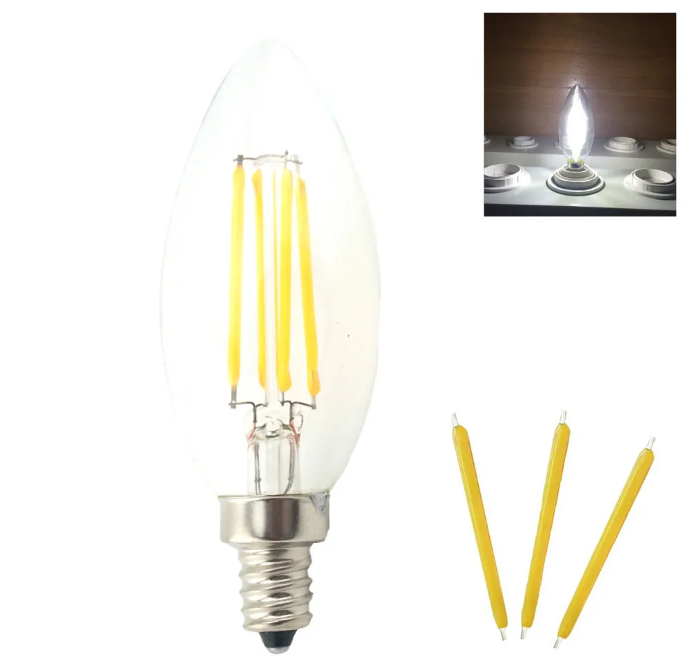 5 xedison нитевые светодиодные лампы в форме свечи лампы 2 Вт, 4 Вт, 6 Вт, E14 220V Светодиодная лампа светильник высокой яркости Led лампа накаливания лампа в форме пузыря для украшения дома