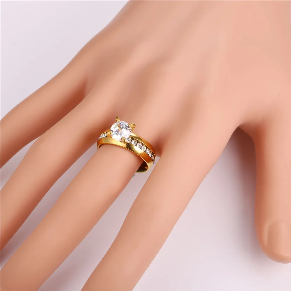 Классическое Обручальное кольцо Kpop для женщин с большим кристаллом разы