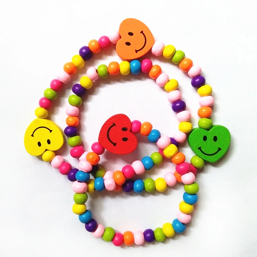 12 шт./лот Новинка эластичная веревка детское деревянное ожерелье браслет