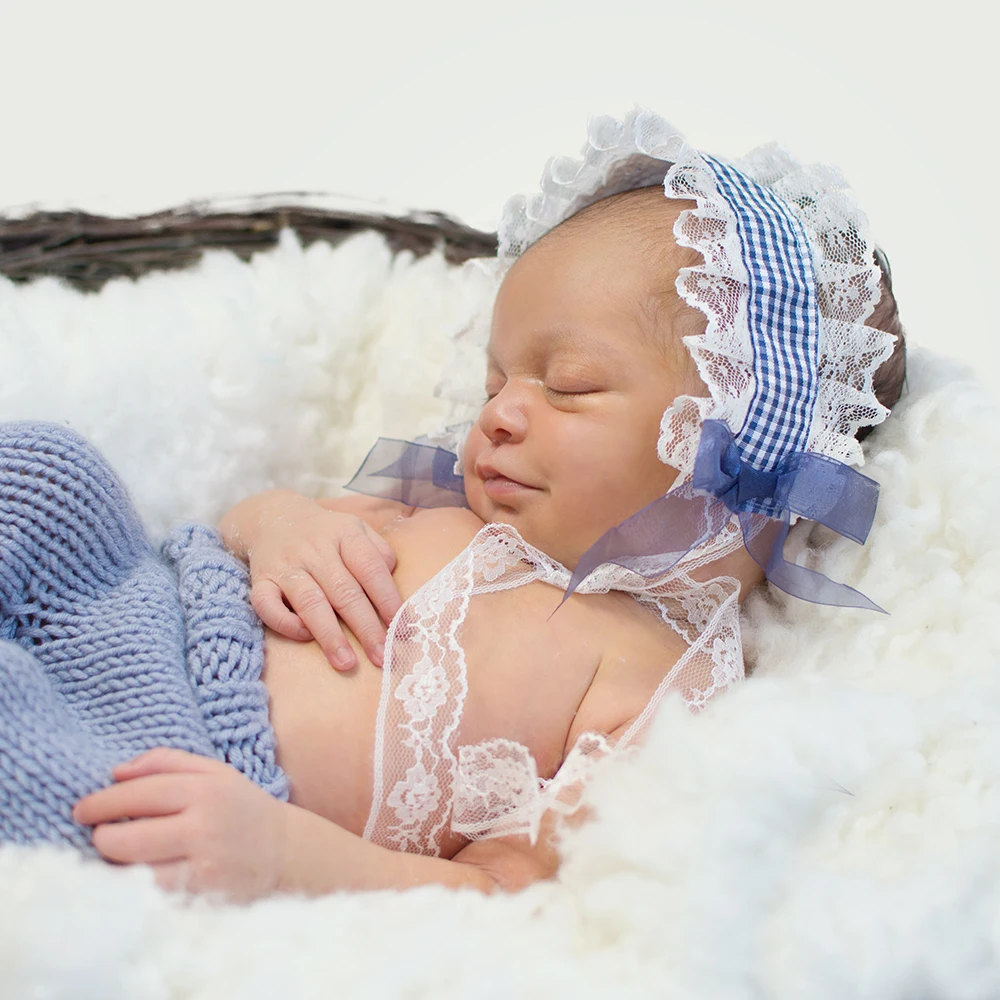 2pcs/lot mix color Handmade Vintage style plaid plus lace Newborn Baby Girl headband Hair Decoration Shower Gift | Детская одежда и